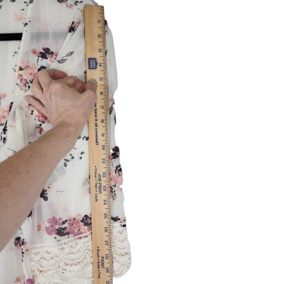 Mason Belle Kimono Tunic Top XXL Womens Open Gauzy Lace Cream Pink Cottage Fairy - Picture 5 of 16
